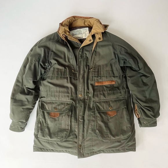 Other - Men's Military-Style Olive Field Jacket with Tan Trim